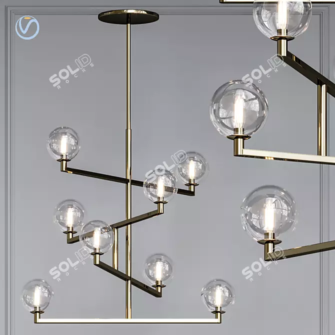 Glamorous Tech Lighting Chandelier 3D model image 1