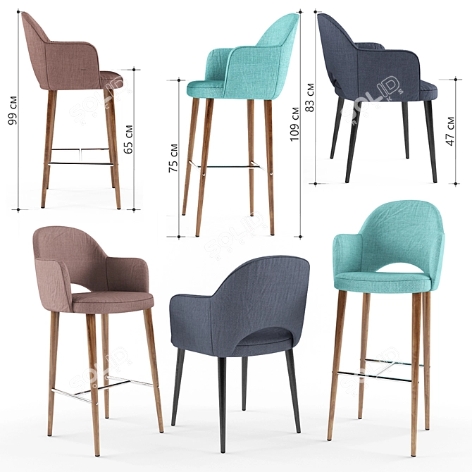 Modern Martin High Chair 3D model image 1