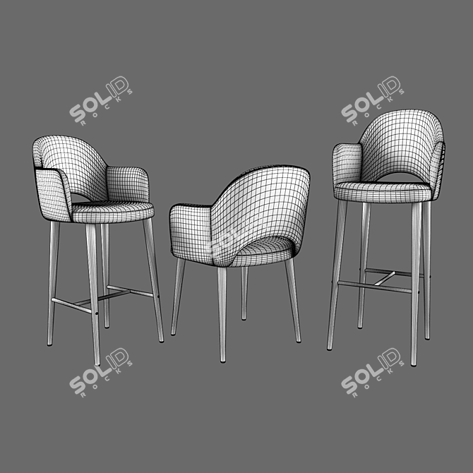 Modern Martin High Chair 3D model image 3