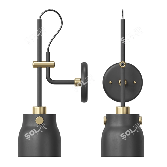 Industrial Style Adjustable Height Lamp 3D model image 1