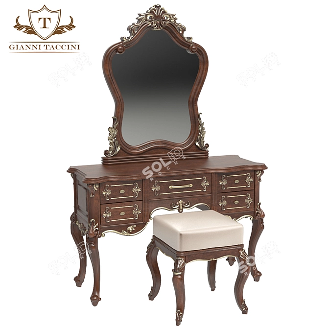 Classic Wood Vanity Set 3D model image 1