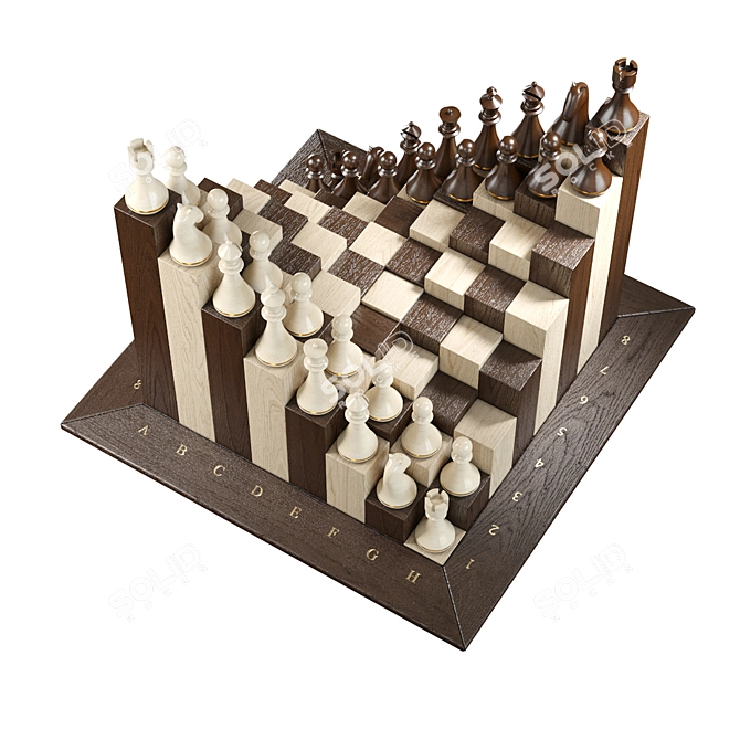 Strategic 3D Chess Set 3D model image 1