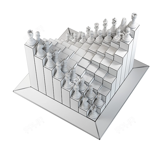 Strategic 3D Chess Set 3D model image 3