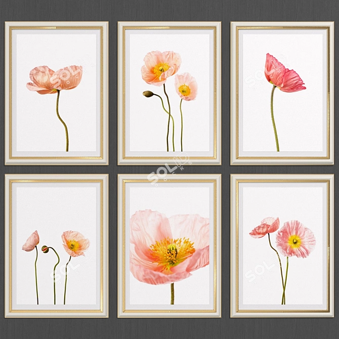 Modern Poppy Art Set: Collection №223 3D model image 2