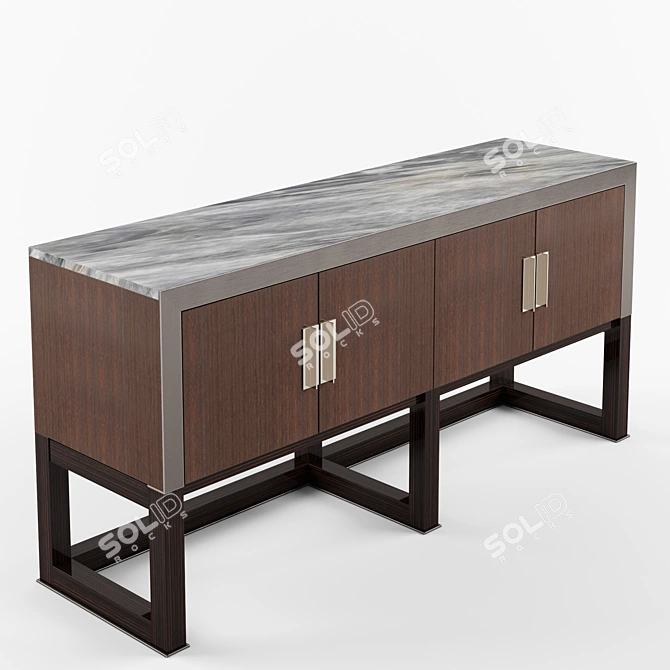 Luxury Wood Sideboard with Integrated Lighting 3D model image 2