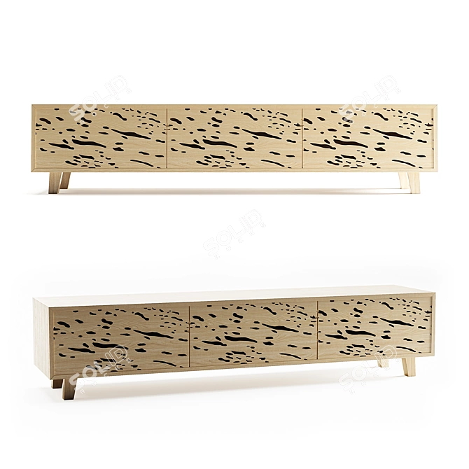 Modern TV Rack in Natural Wood Finish 3D model image 1