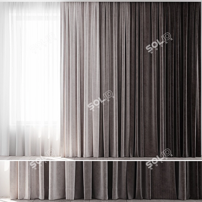 Colorful Curtain Set: 4 Variants 3D model image 1