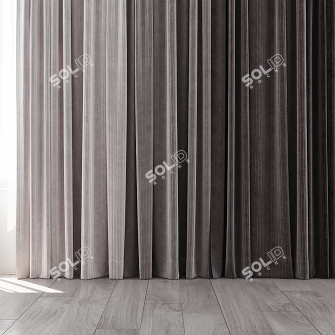 Colorful Curtain Set: 4 Variants 3D model image 2