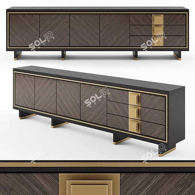 Modern Wood Sideboard with Metal Accents 3D model image 1