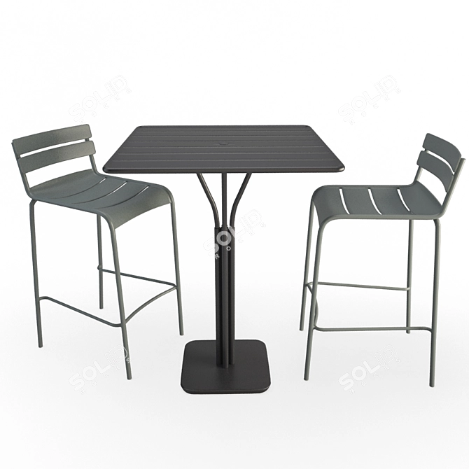 Luxembourg Metallic Table & Stools 3D model image 1