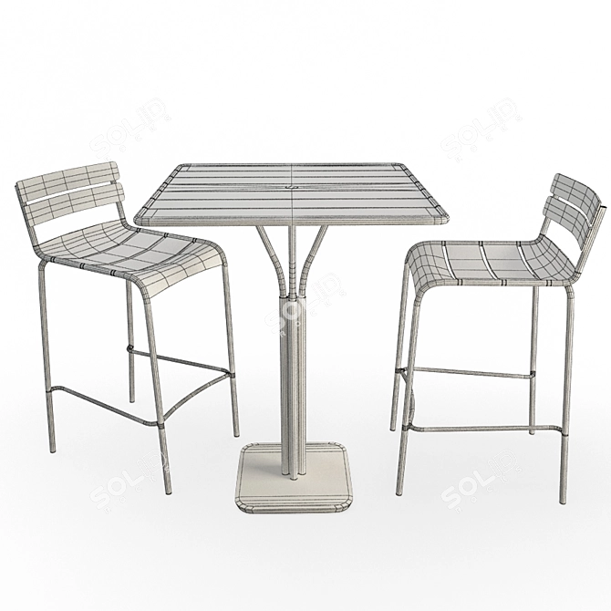 Luxembourg Metallic Table & Stools 3D model image 2