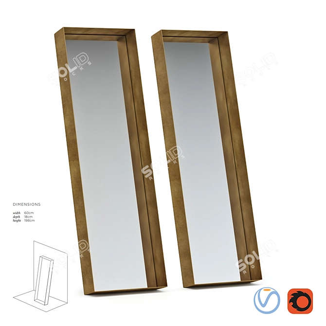 Elegant De Castelli Mirror 3D model image 1