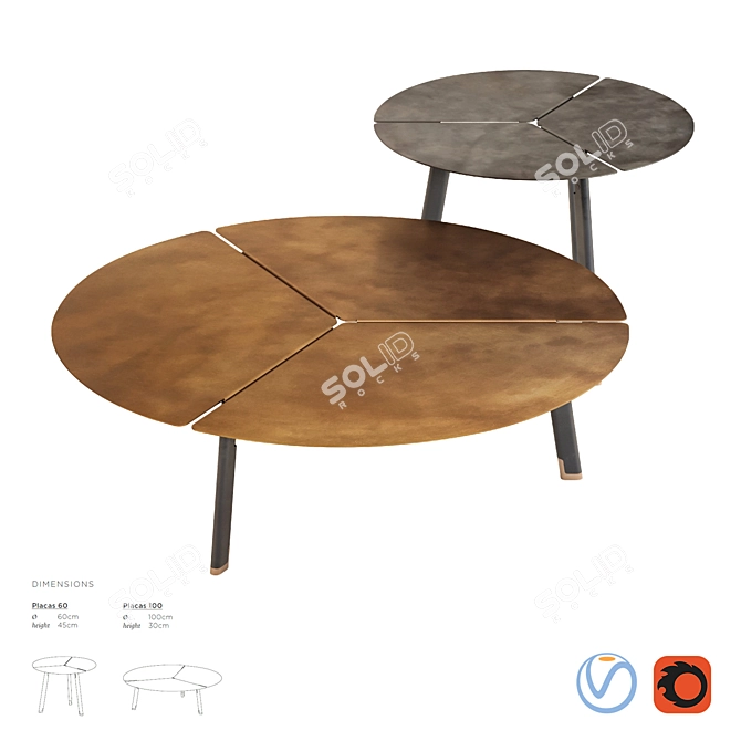 De Castelli Placas Side Table: Exquisite Design for Elegant Spaces 3D model image 1