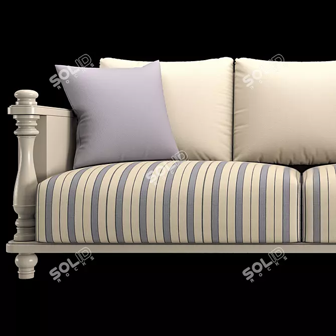 Rustic Charm: Country Fabric Sofa 3D model image 2