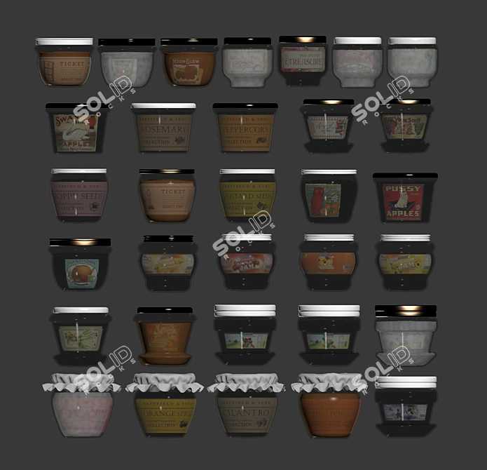 24-Piece Filled Jar Set 3D model image 3