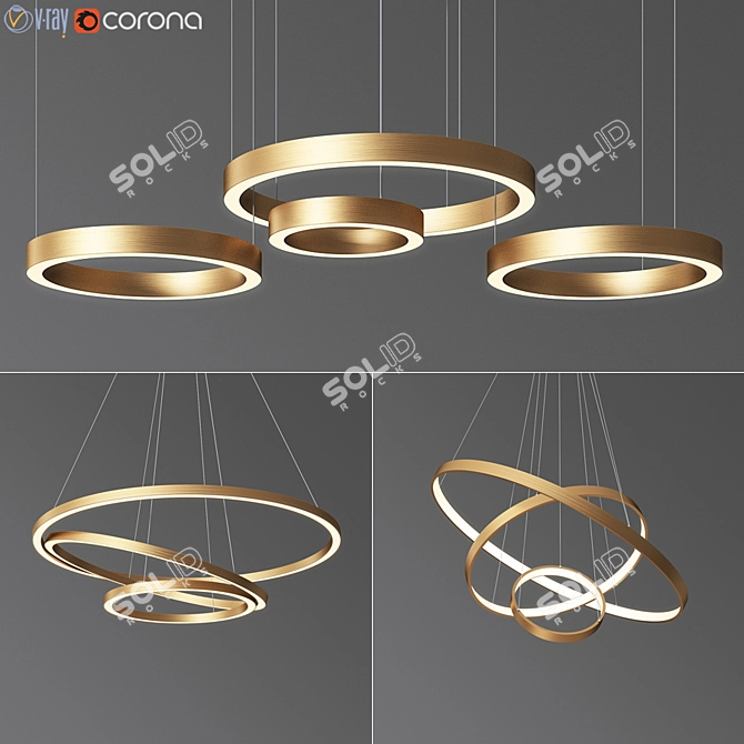 Modern Circle Ring Chandelier 3D model image 1