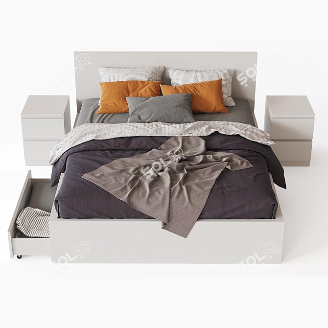 Sleek and Spacious Malm Bed 3D model image 2