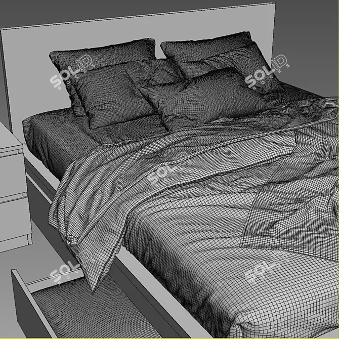 Sleek and Spacious Malm Bed 3D model image 3