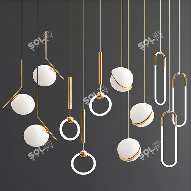 Elegant Hanging Lights | Set of 4 3D model image 1