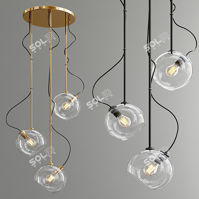 Sleek Brass Gigi Pendant Light 3D model image 1