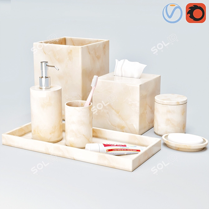 Elegant Bathroom Essentials Set 3D model image 1