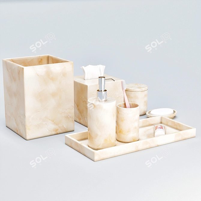 Elegant Bathroom Essentials Set 3D model image 2