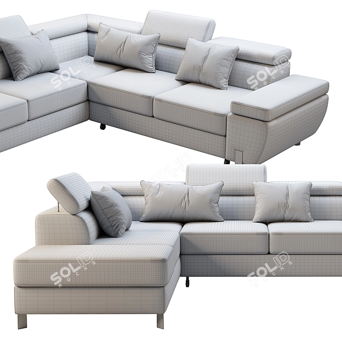 Modern Molina L-Shaped Sofa: Elegant and Stylish 3D model image 2