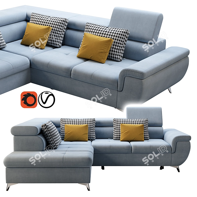 Wersal Monk L Sofa: Luxurious Avant-Garde Elegance 3D model image 1