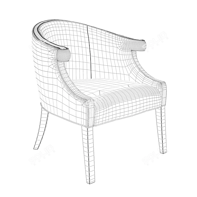 Roche Teal Blue Velvet Margaux Chair 3D model image 3