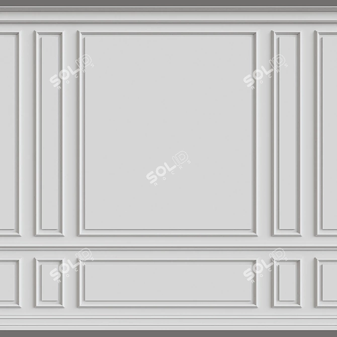 Elegant 3D Wall Moulding 3D model image 1