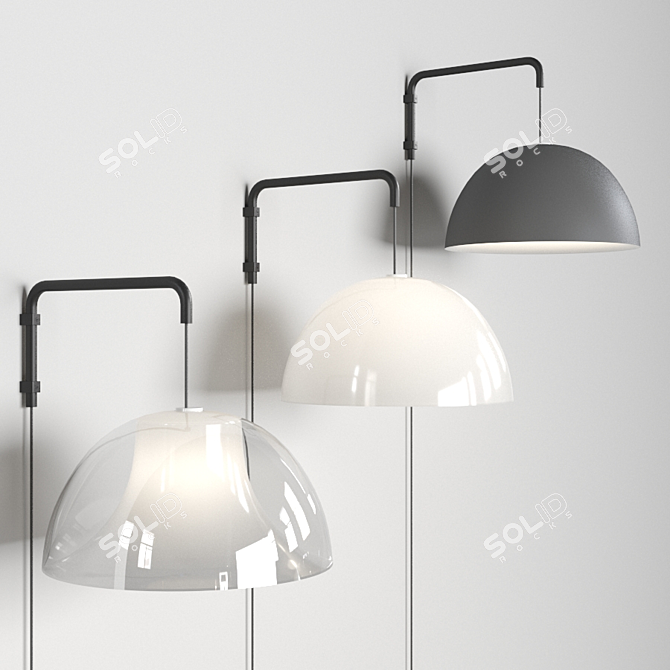Sleek Steel Wall Lamp 3D model image 1