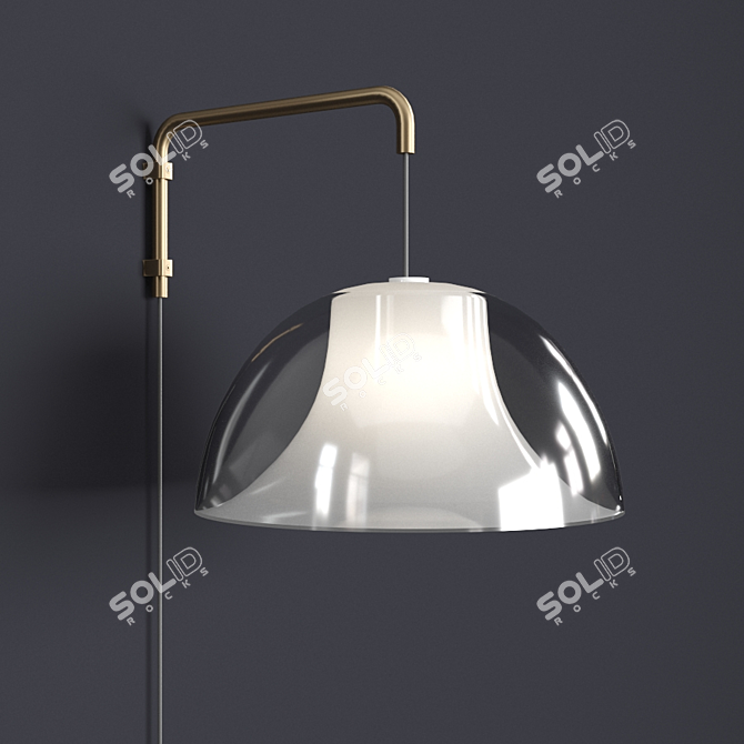 Sleek Steel Wall Lamp 3D model image 2