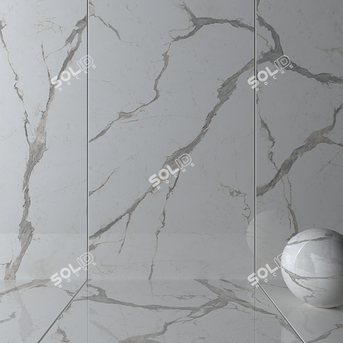 Versatile Statuario Wall Tiles 3D model image 2