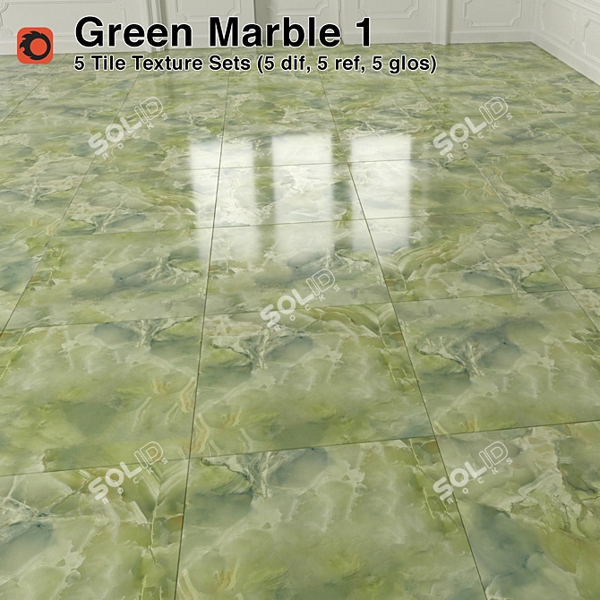 Green Marble Tiles: High-Quality Material & Textures 3D model image 1