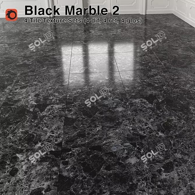 Marble Tiles - Black Elegance 3D model image 1