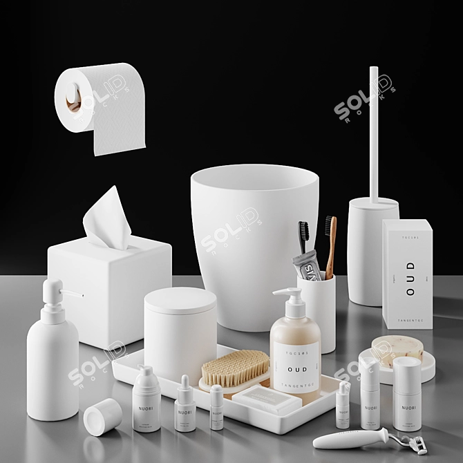 Modern 3-Piece Bathroom Set 3D model image 1