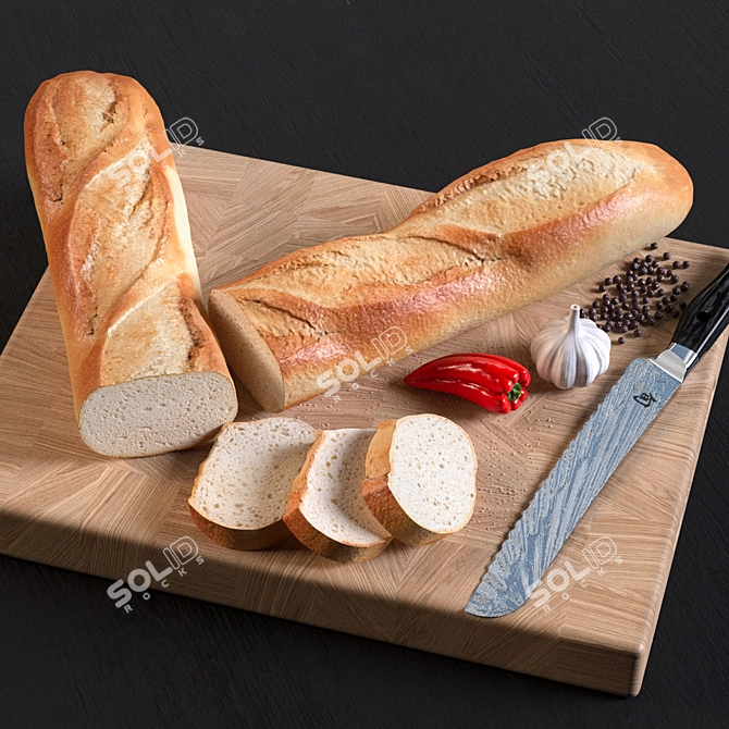 Poly Baguette | 6MB Max File | Textures & OBJ 3D model image 1