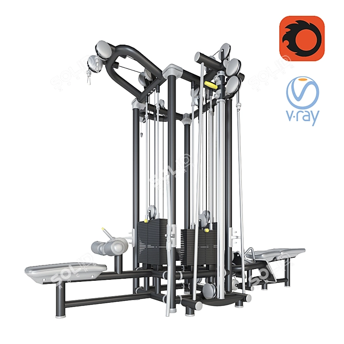 Ultimate Cable Fitness Station 3D model image 1