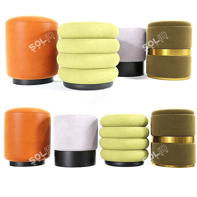 Versatile Poufs Set 02: Aesthetic, Comfortable, and Functional 3D model image 1