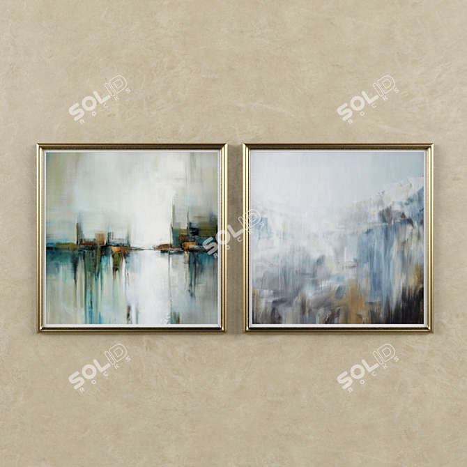 Elegant Gold Art Frame 3D model image 3