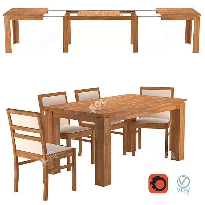 Versatile Folding Table Set: Elbridge & Chairs 3D model image 1