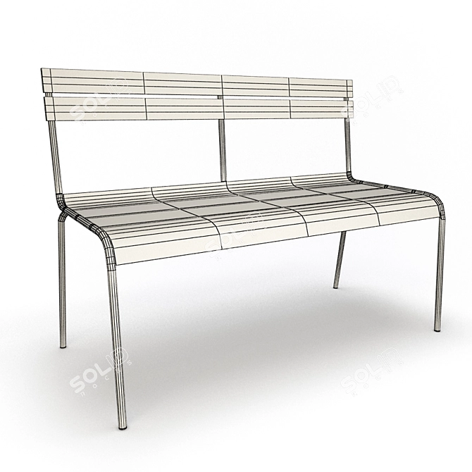 Luxembourg Metallic Table & Bench Set 3D model image 2