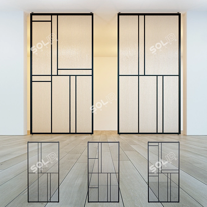 Sleek Glass Partition Door 3D model image 1