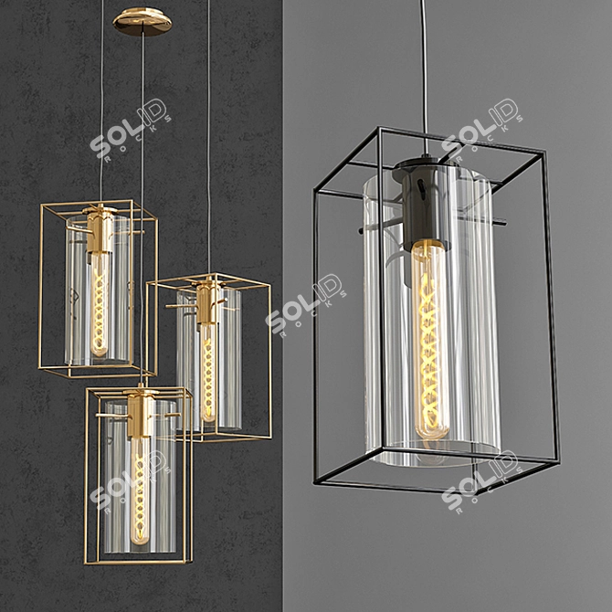 Industrial Loft Clear Glass Pendant 3D model image 1