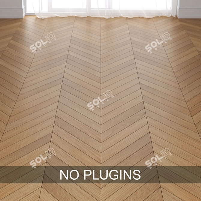 Oak Wood Parquet Tiles: Straight, Chevron, Herringbone 3D model image 1