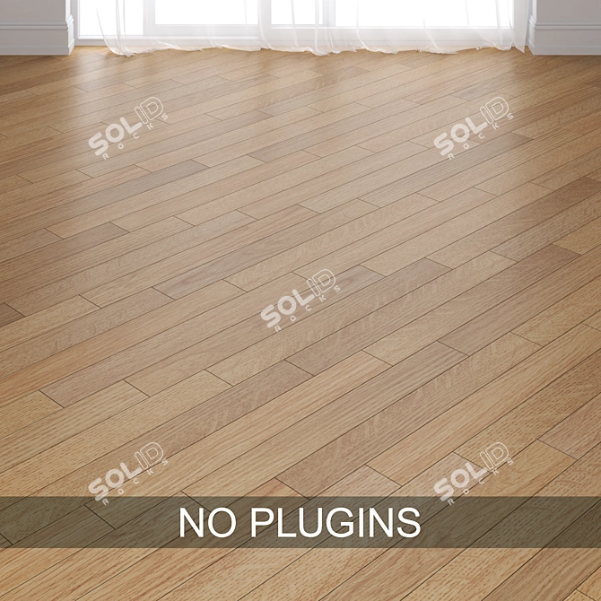 Oak Wood Parquet Tiles: Straight, Chevron, Herringbone 3D model image 3