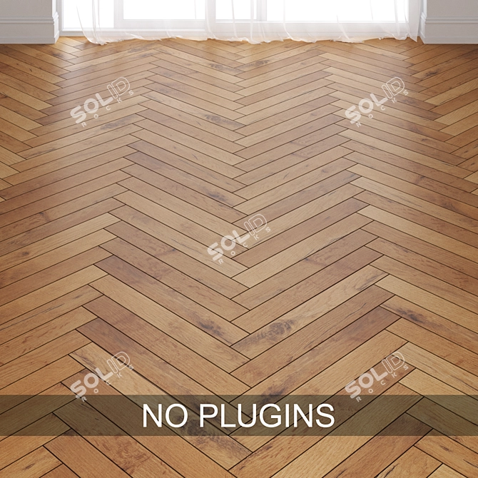 Vintage Pale Oak Parquet Tiles 3D model image 2