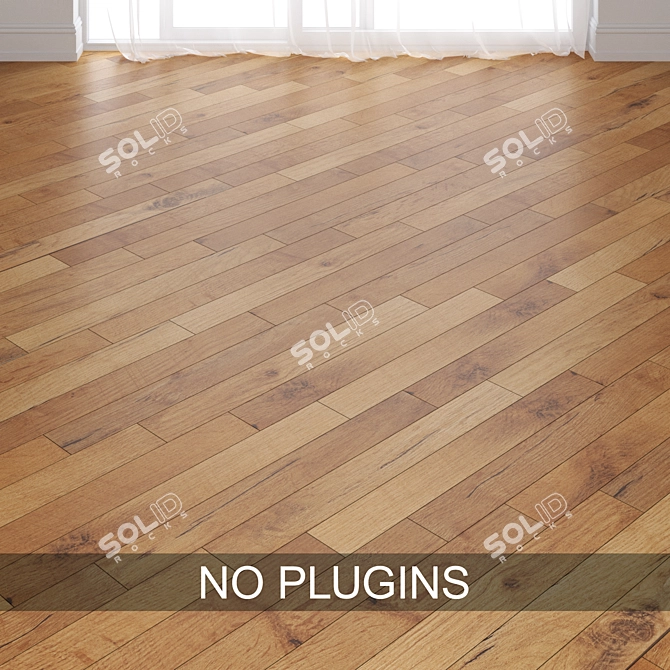 Vintage Pale Oak Parquet Tiles 3D model image 3