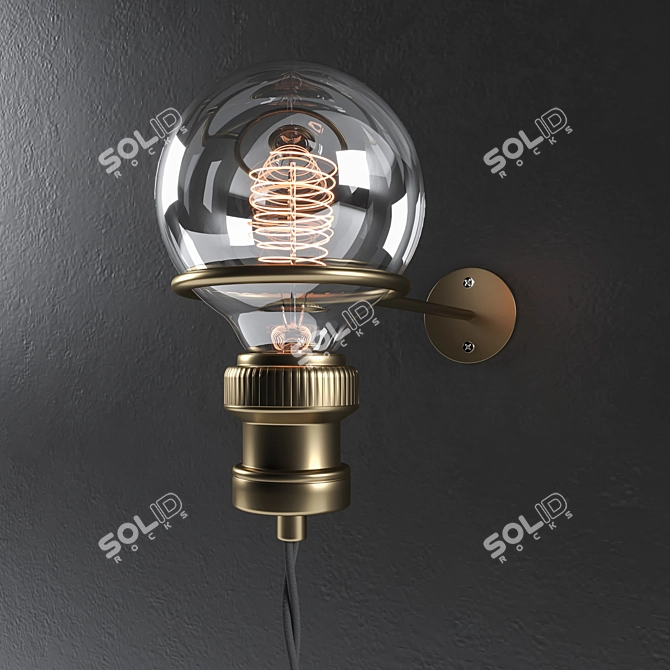 Sleek Wall Sconce with Outlet 3D model image 1