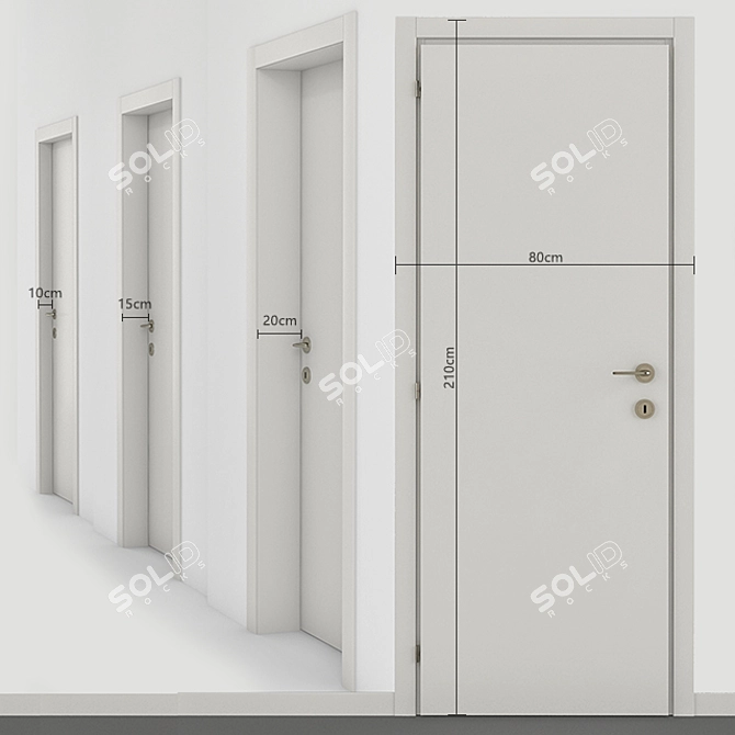 Smooth Interior Door (3 Sizes) 3D model image 1